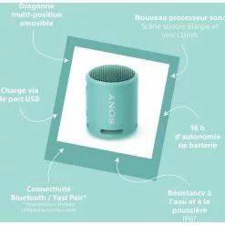 SONY Enceinte Portable SRS-XB13 Bleu Caraibe -Casque, écouteurs Soldes B2CD 1271