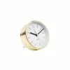 Karlsson Horloge Réveil Design En Métal Minimal - H. 10 Cm - Blanc Et Doré