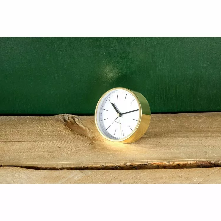 Karlsson Horloge Réveil Design En Métal Minimal - H. 10 Cm - Blanc Et Doré 2 Karlsson Horloge Réveil Design En Métal Minimal - H. 10 Cm - Blanc Et Doré – Image 2