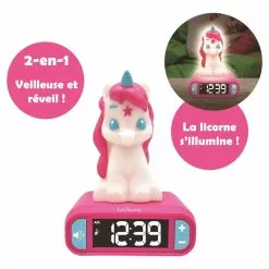LEXIBOOK Réveil Veilleuse Avec Sons Licorne - RL800UNI_04 - Rose -Casque, écouteurs Soldes B2CD 2611