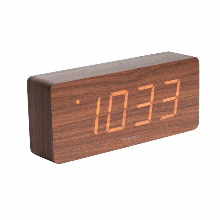 Karlsson Horloge Réveil En Bois Square - H. 9 Cm - Marron 1 Karlsson Horloge Réveil En Bois Square - H. 9 Cm - Marron