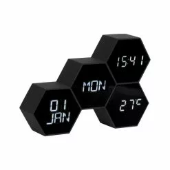 Karlsson Réveil Six 4 Facettes Hexagonale - Noir