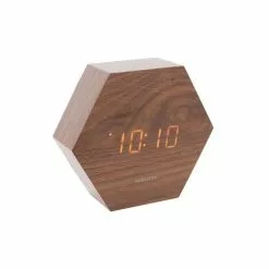 Karlsson Horloge Réveil En Bois Square - H. 11 Cm - Marron