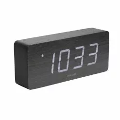 Karlsson Horloge Réveil En Bois Square - H. 9 Cm - Noir