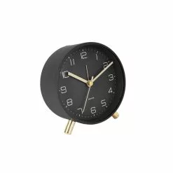 Karlsson Horloge Réveil En Métal Lofty - Diam. 11 Cm - Noir