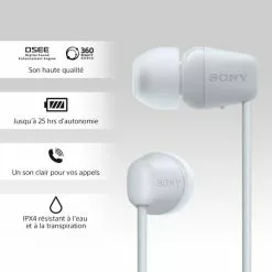 SONY Ecouteurs WIC100 Blanc -Casque, écouteurs Soldes B2CD 757