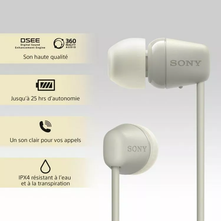 SONY Ecouteurs WIC100 Taupe 4 SONY Ecouteurs WIC100 Taupe – Image 4